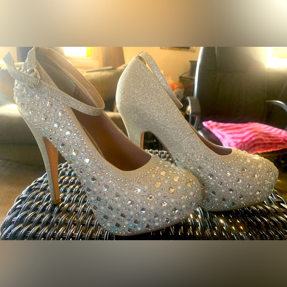 Studded High Heels with pearls and bling